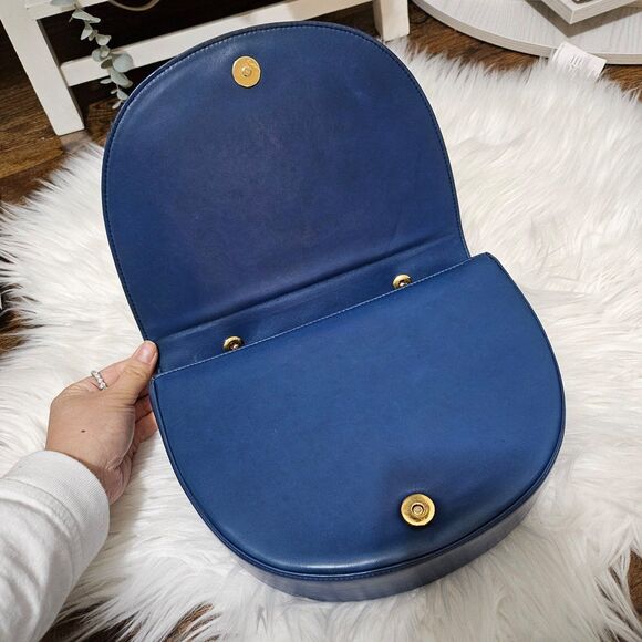 Vintage Tiffany & Co. 2-Way Suede Blue Genuine Leather Crossbody Handbag Bag - Picture 4 of 11